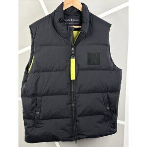 Psycho Bunny Anderson Down Puffer Vest Full Zip Men’s L Black Yellow Stretch